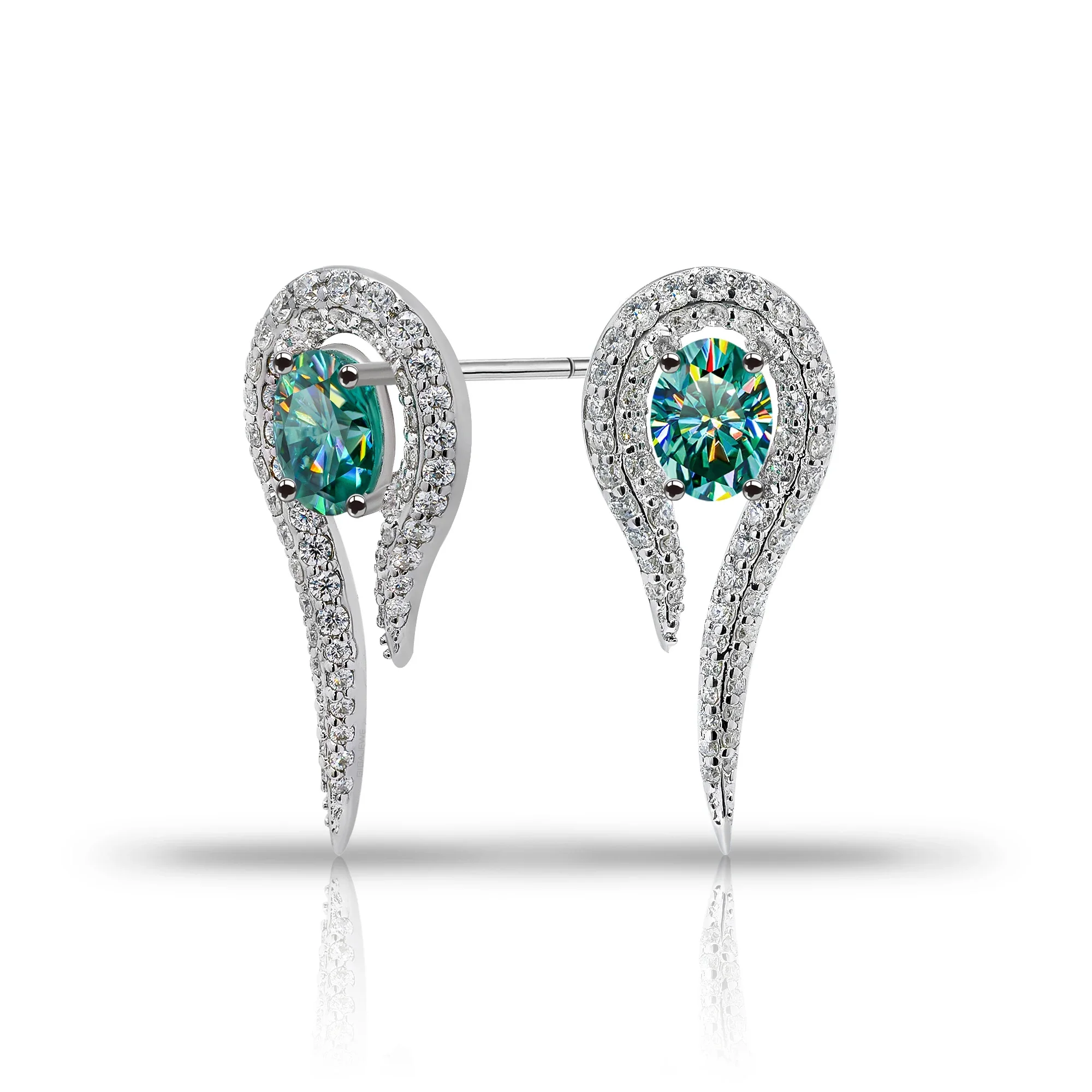 2.8CT MOISSANITE EMERALD TIDE EARRINGS IN STERLING SILVER - Image 5