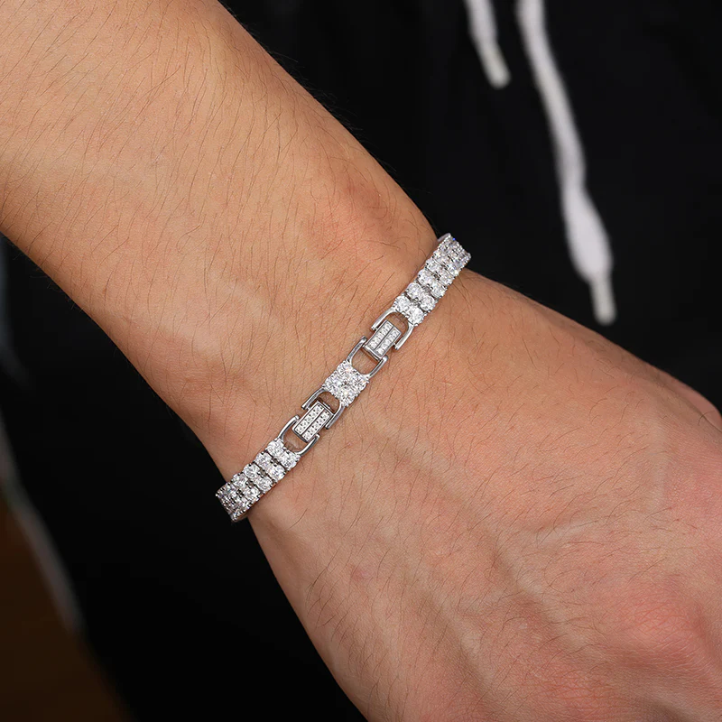 2 ROW MOISSANITE TENNIS CHAIN BRACELET IN STERLING SILVER - Image 2