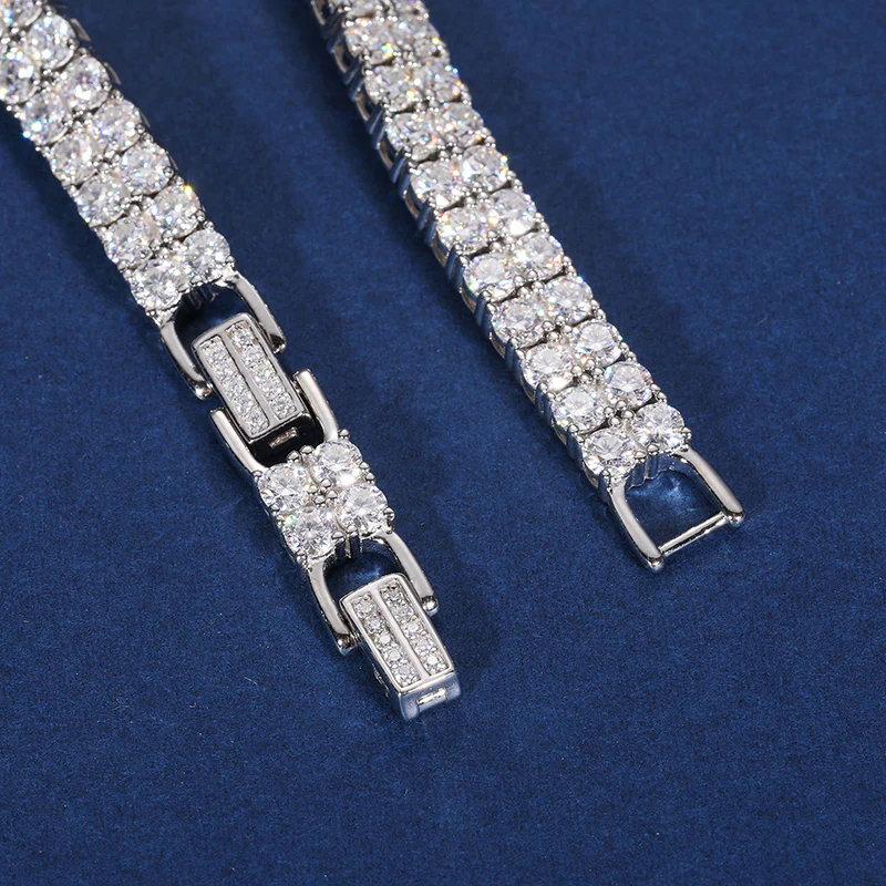 2 ROW MOISSANITE TENNIS CHAIN BRACELET IN STERLING SILVER - Image 4