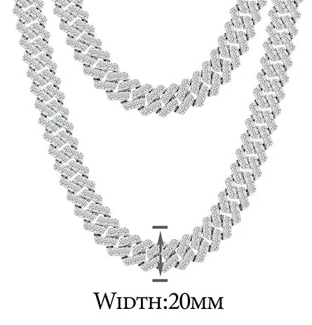 20MM 1 ROW MOISSANITE CUBAN LINK BRACELET/NECKLACE IN STERLING SILVER - Image 7