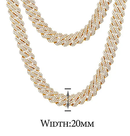 20MM DOUBLE ROW MOISSANITE CUBAN LINK NECKLACE/BRACELET IN STERLING SILVER - Image 5