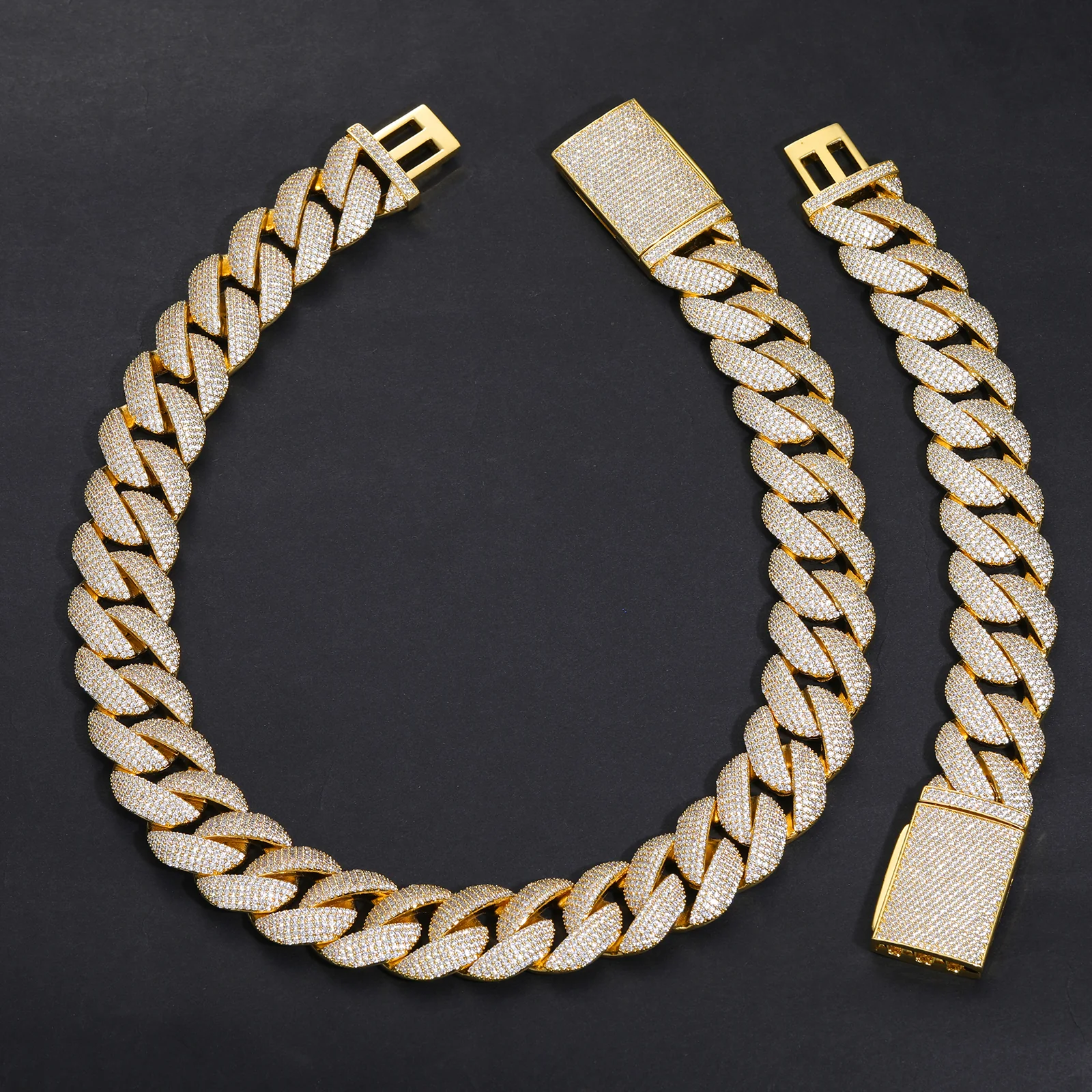 23MM MOISSANITE CUBAN LINK CHAIN NECKLACE/BRACELET IN STERLING SILVER - Image 4