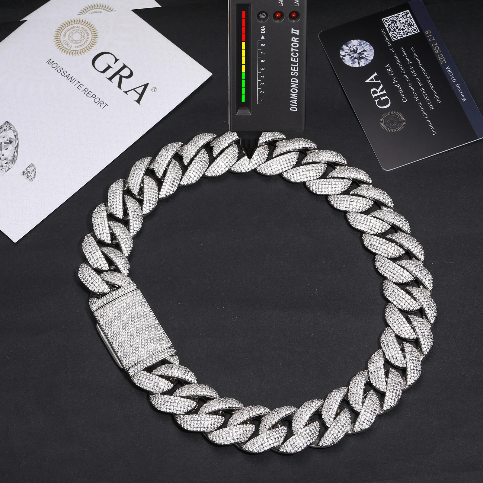 23MM MOISSANITE CUBAN LINK CHAIN NECKLACE/BRACELET IN STERLING SILVER - Image 5
