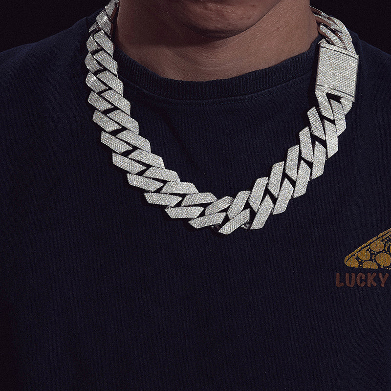 27MM MOISSANITE CUBAN LINK CHAIN NECKLACE/BRACELET IN STERLING SILVER - Image 2
