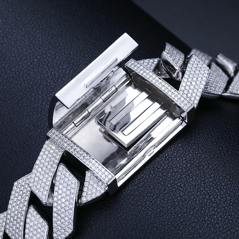 27MM MOISSANITE CUBAN LINK CHAIN NECKLACE/BRACELET IN STERLING SILVER - Image 4