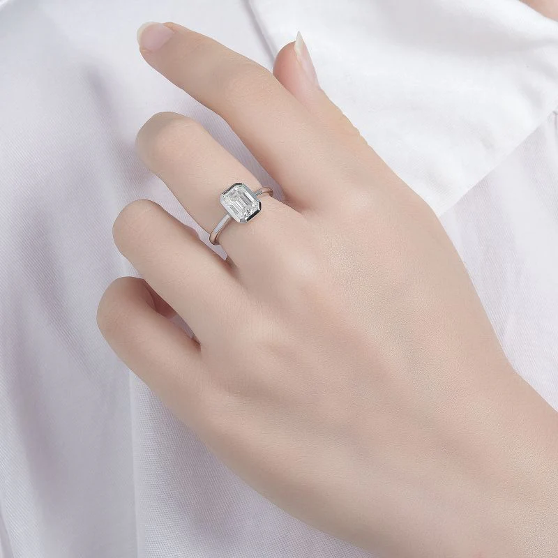 2CT ASSCHER CUT MOISSANITE RING IN STERLING SILVER - Image 3