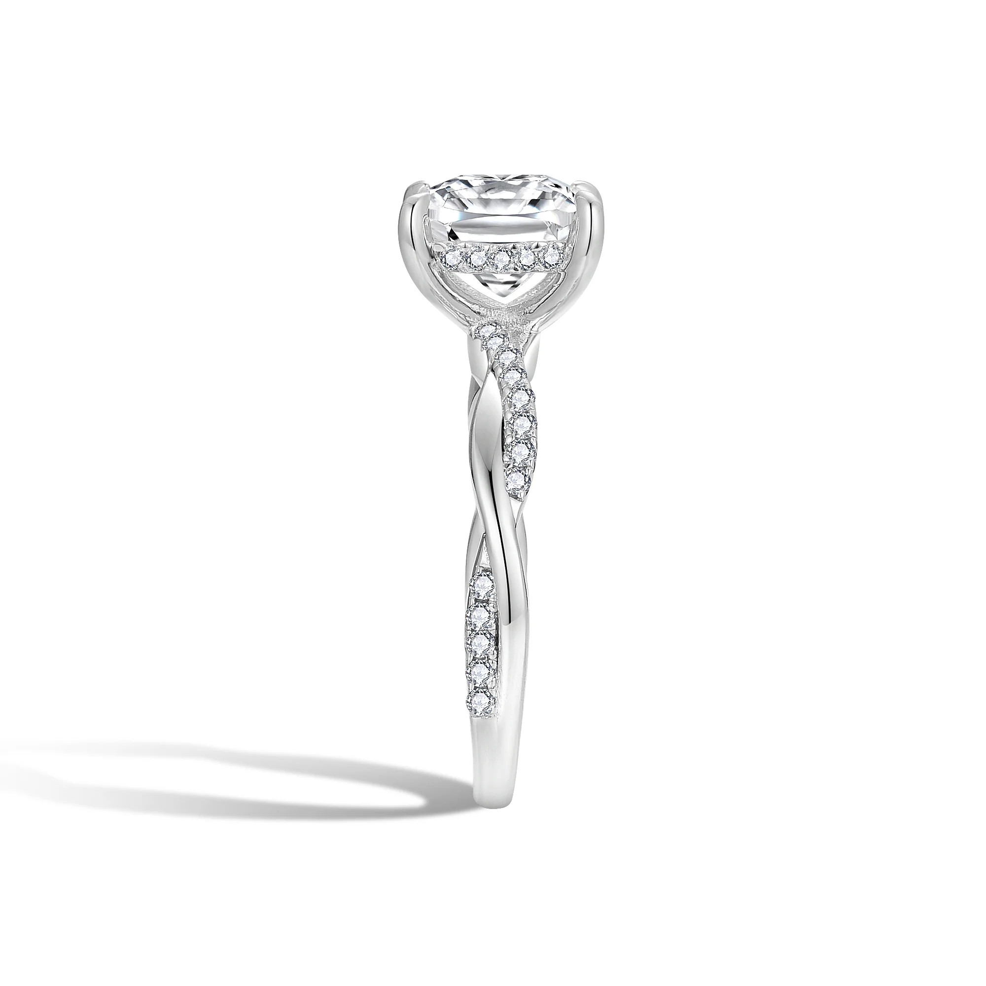 IE0561 2CT MARQUISE CUT TWISTED SHANK MOISSANITE RING IN STERLING SILVER - Image 4