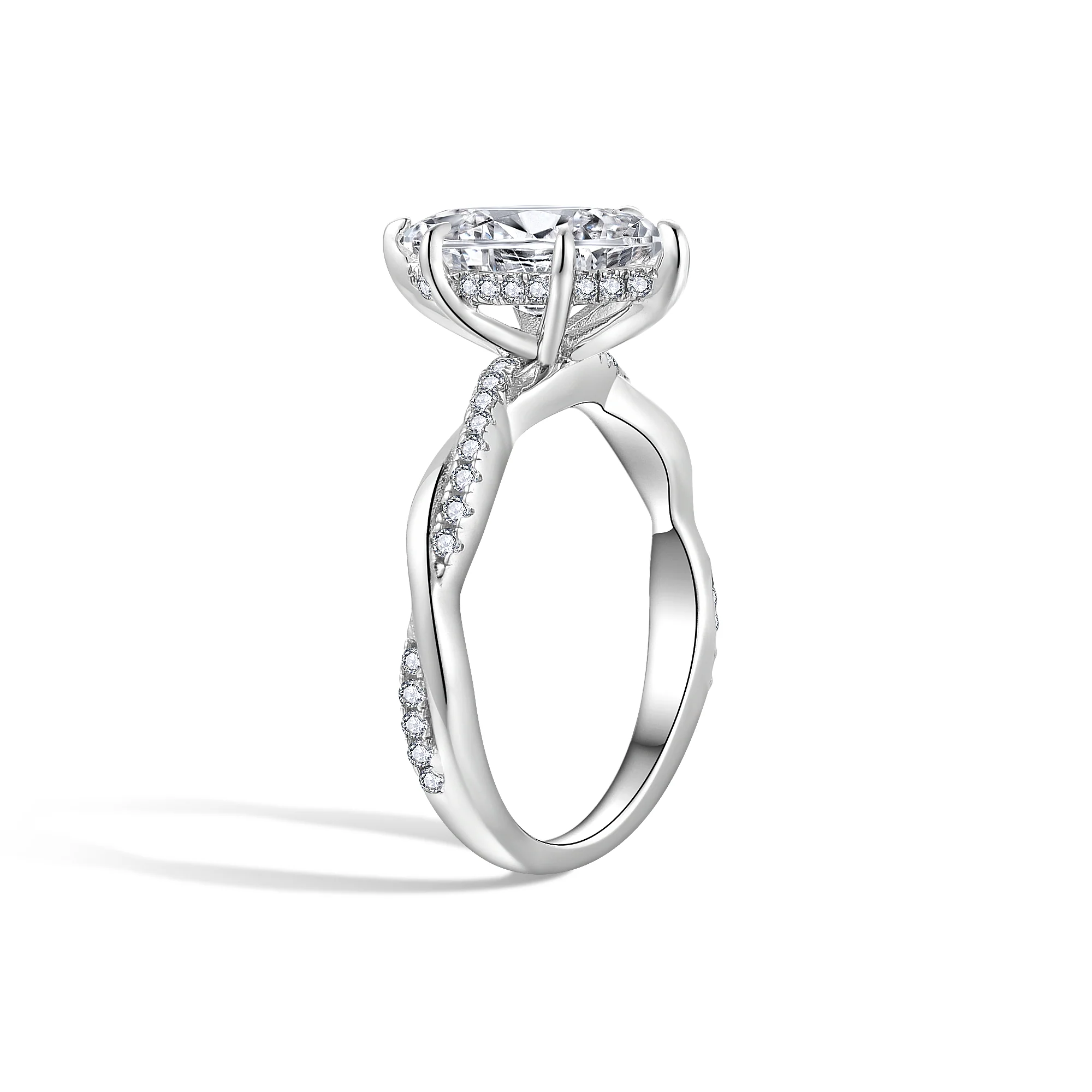 IE0561 2CT MARQUISE CUT TWISTED SHANK MOISSANITE RING IN STERLING SILVER - Image 5