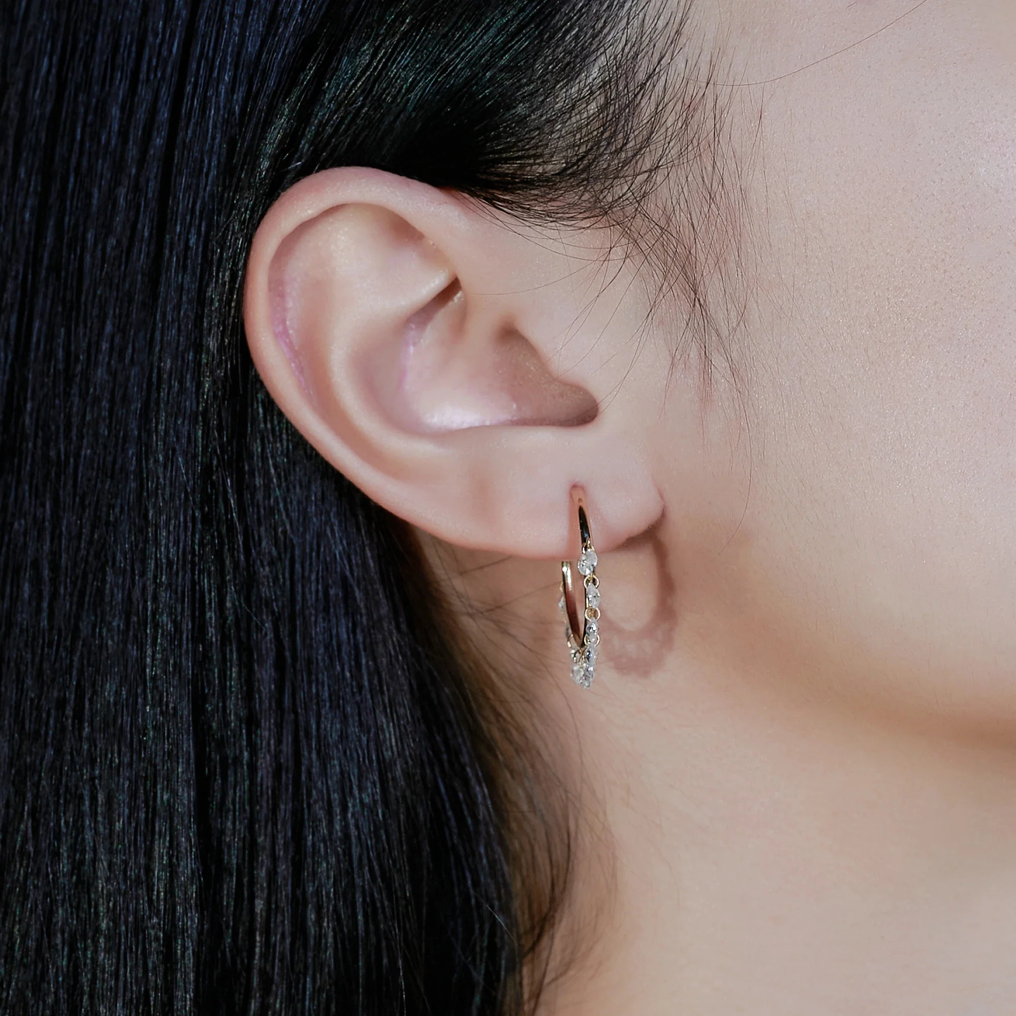 2CT MOISSANITE DANGLE HOOP EARRING IN SOLID GOLD - Image 5