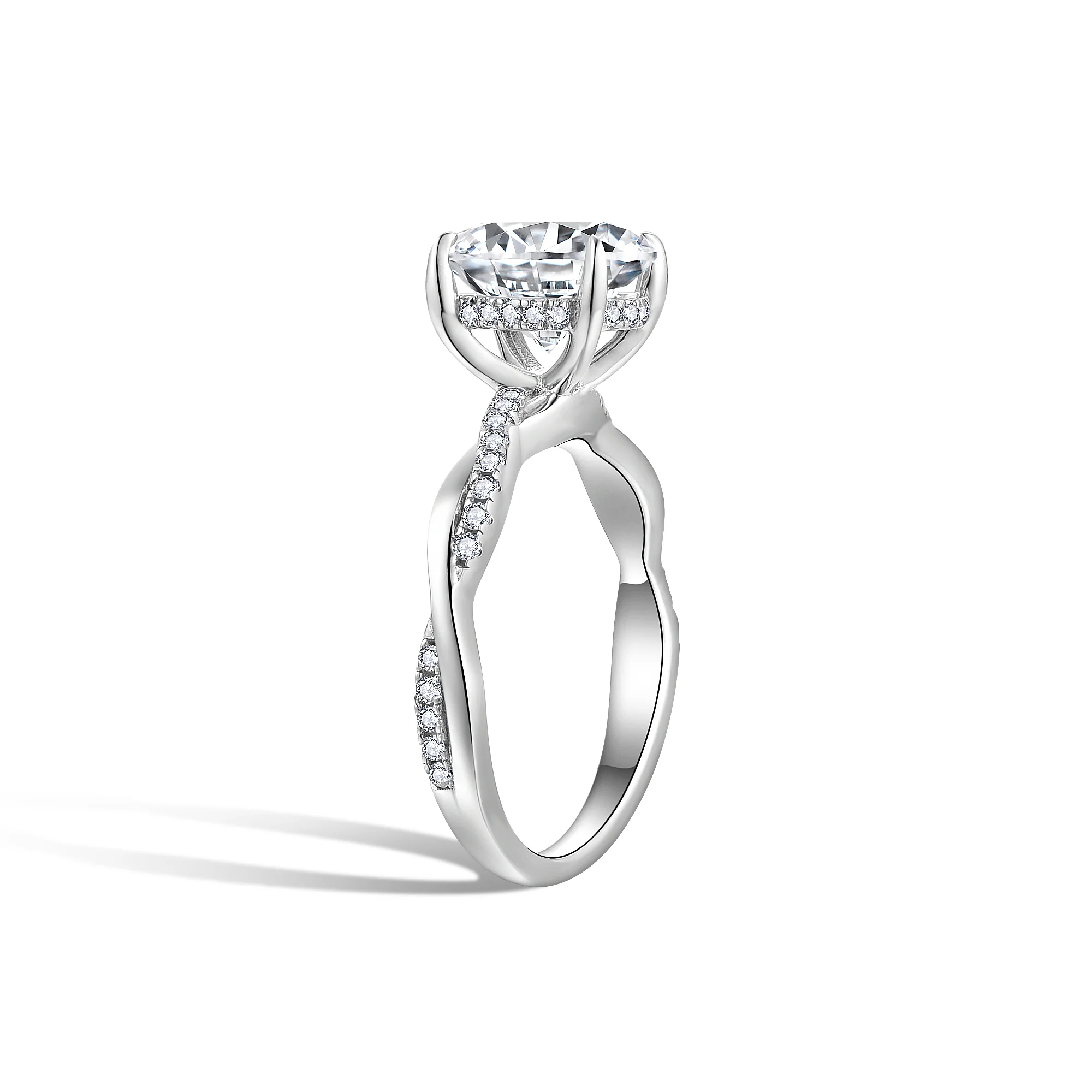 2CT TWISTED SHANK MOISSANITE OVAL CUT RING IN STERLING SILVER - Image 4
