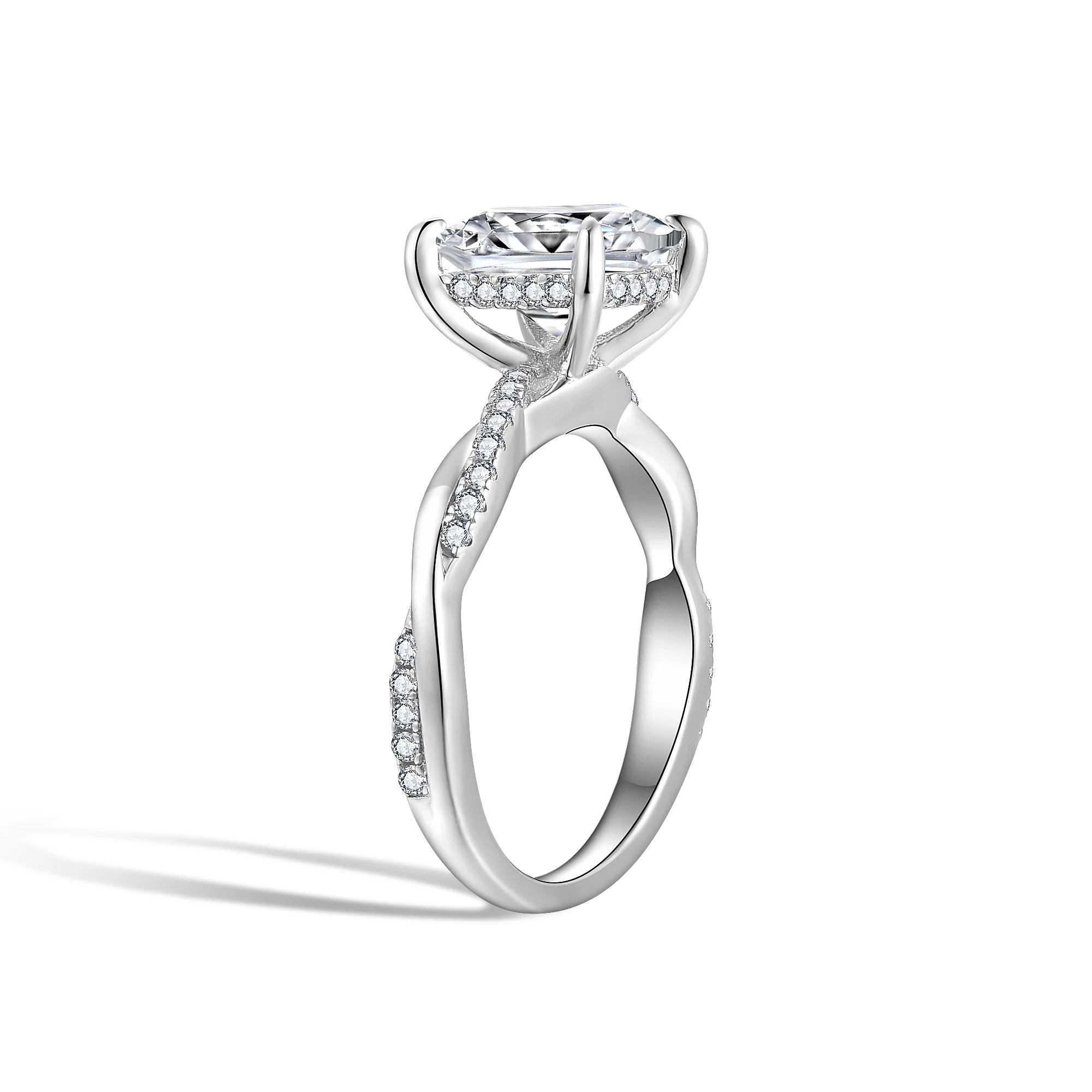 2CT TWISTED SHANK MOISSANITE PRINCESS CUT IN STERLING SILVER - Image 4