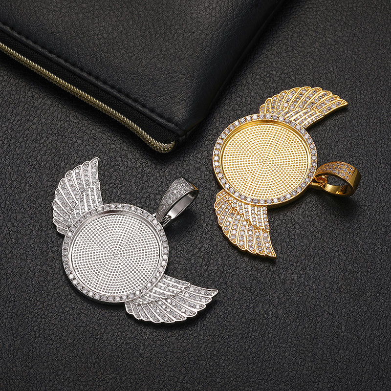 3.5CT MOISSANITE WING CUSTOM PHOTO PENDANT NECKLACE IN STERLING SILVER - Image 3