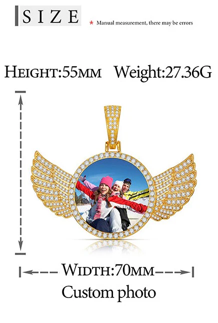 3.5CT MOISSANITE WING CUSTOM PHOTO PENDANT NECKLACE IN STERLING SILVER - Image 6