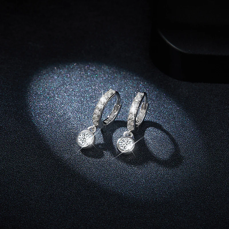3.5MM ROUND MOISSANITE HOOP EARRINGS IN STERLING SILVER - Image 2