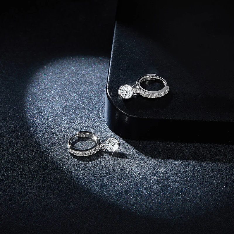 3.5MM ROUND MOISSANITE HOOP EARRINGS IN STERLING SILVER - Image 3