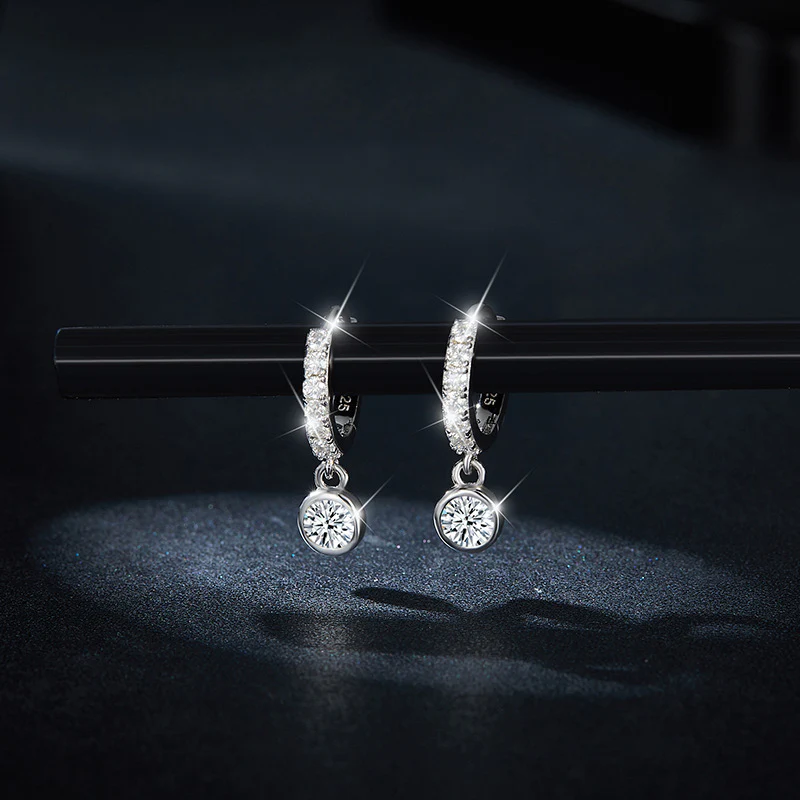 3.5MM ROUND MOISSANITE HOOP EARRINGS IN STERLING SILVER - Image 4