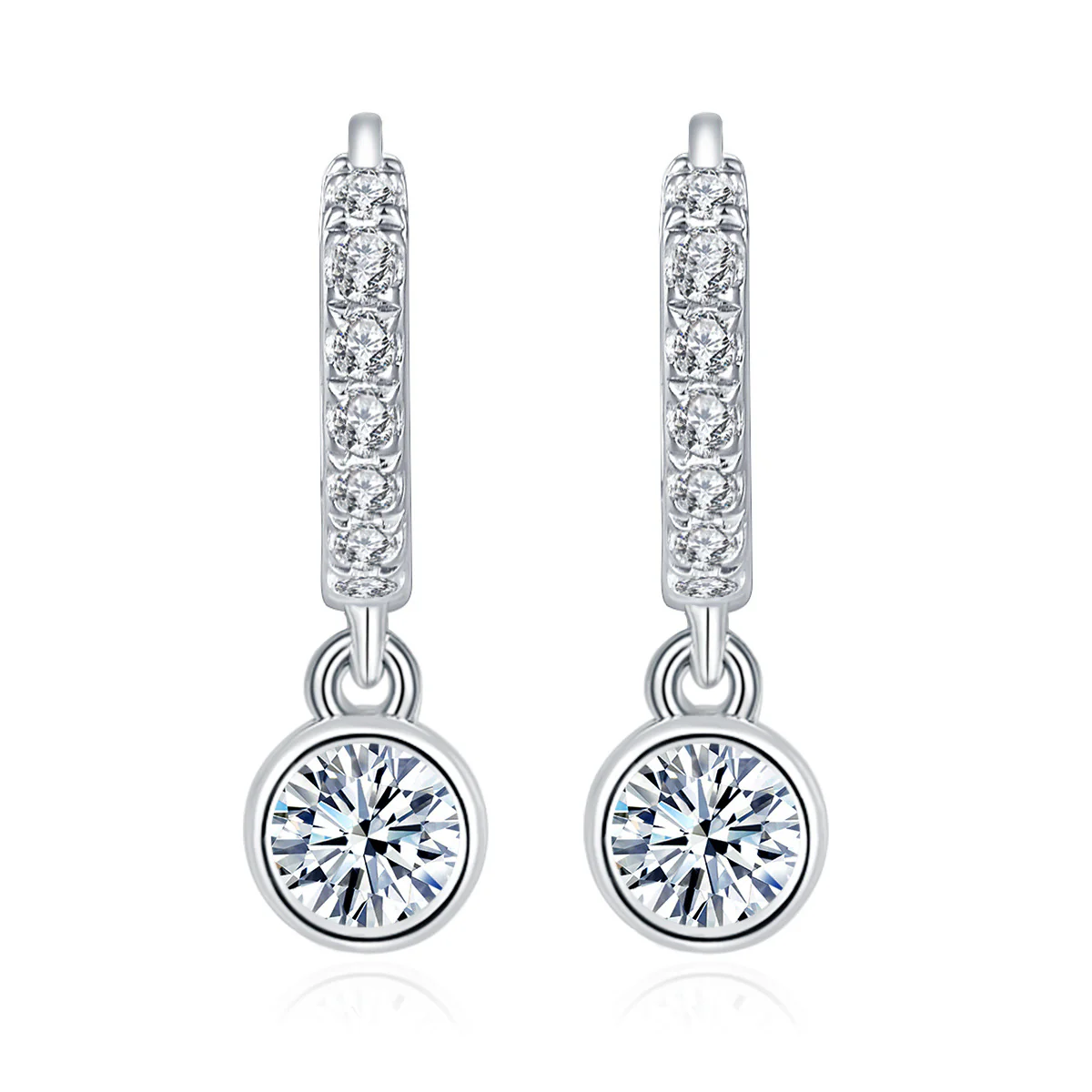 3.5MM ROUND MOISSANITE HOOP EARRINGS IN STERLING SILVER - Image 5