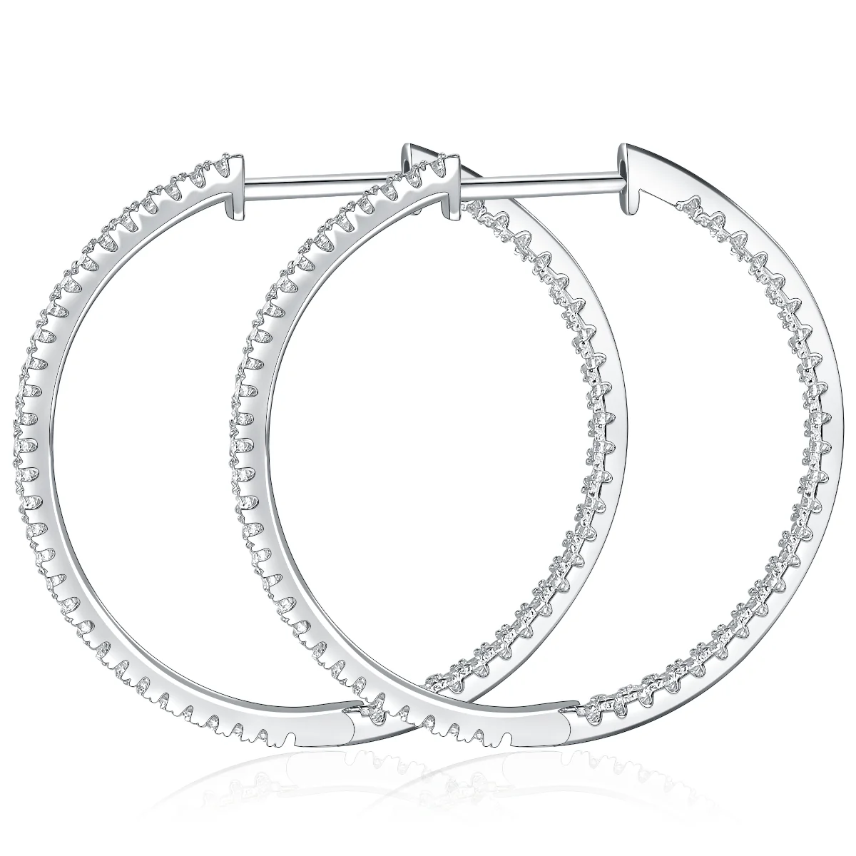 30MM BIG HOOP MOISSANITE EARRINGS IN STERLING SILVER - Image 5