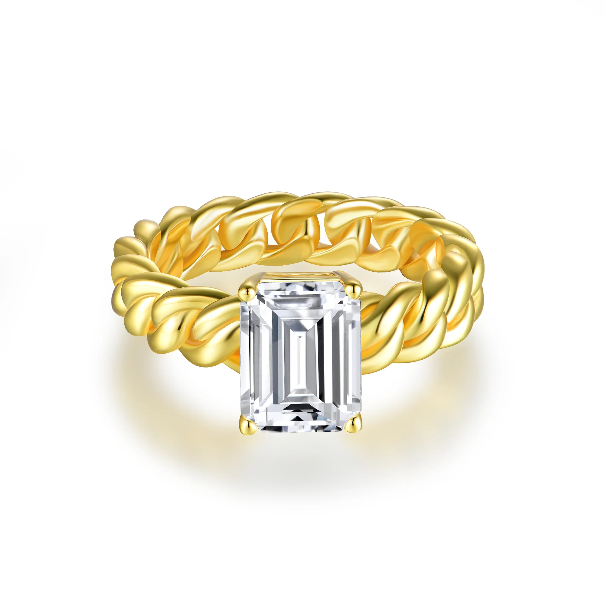 3CT ASSCHER CUT MOISSANITE BRAIDED BAND RING IN STERLING SILVER - Image 3