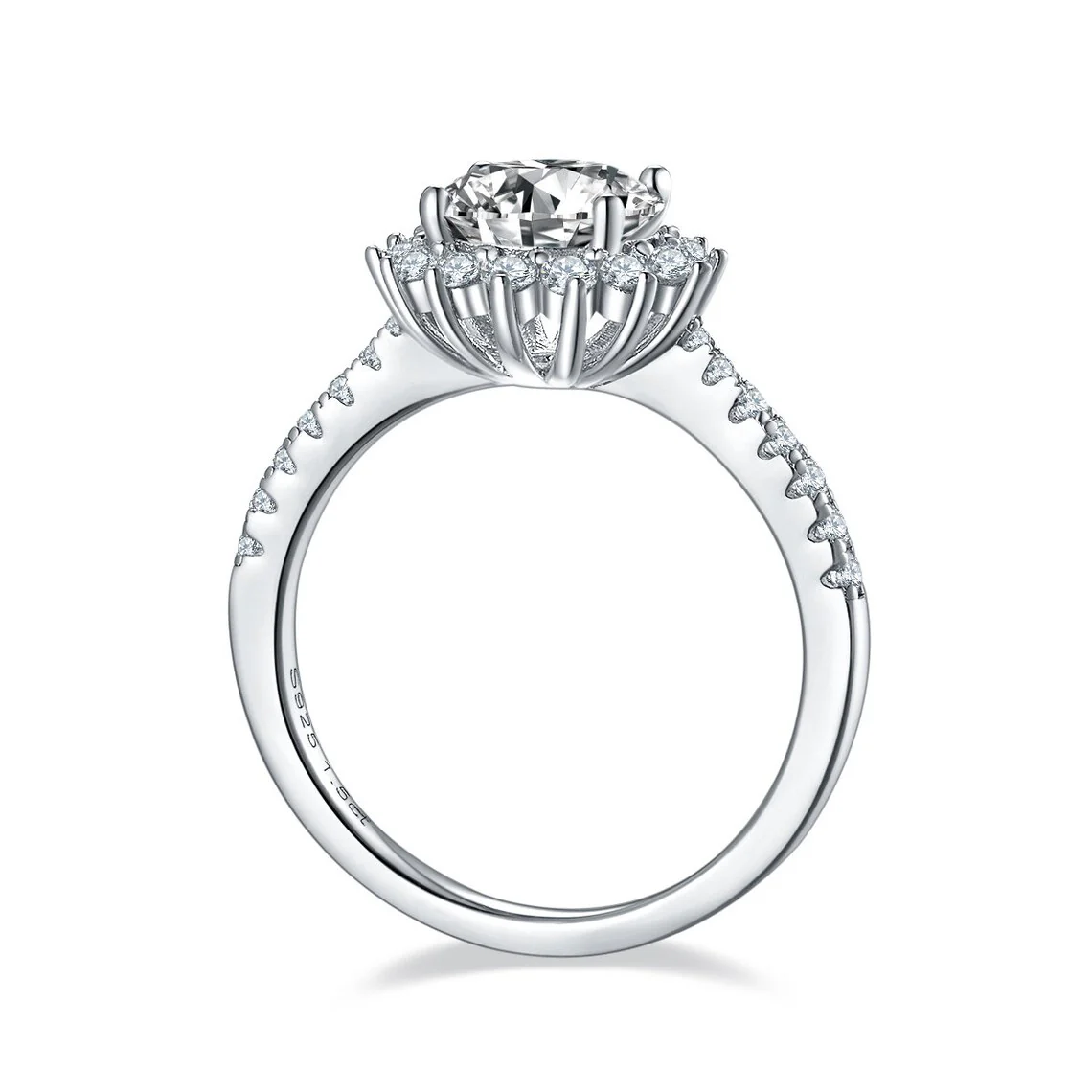 3ct ROUND CUT MOISSANITE DIAMOND FLOWER SOLITAIRE RING FOR WOMEN IN STERLING SILVER - Image 3