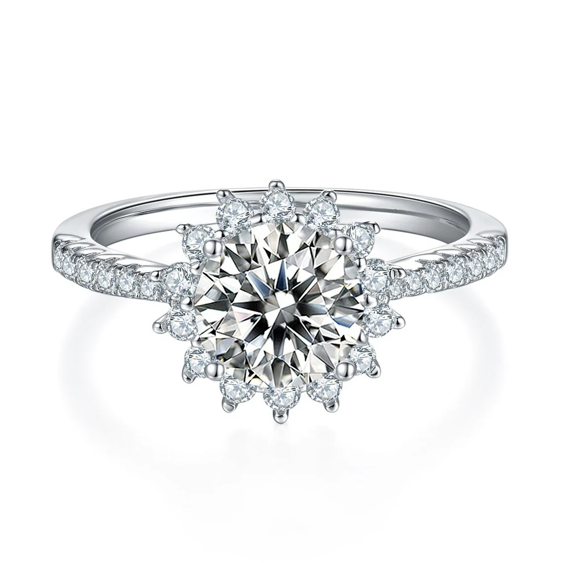 3ct ROUND CUT MOISSANITE DIAMOND FLOWER SOLITAIRE RING FOR WOMEN IN STERLING SILVER - Image 4