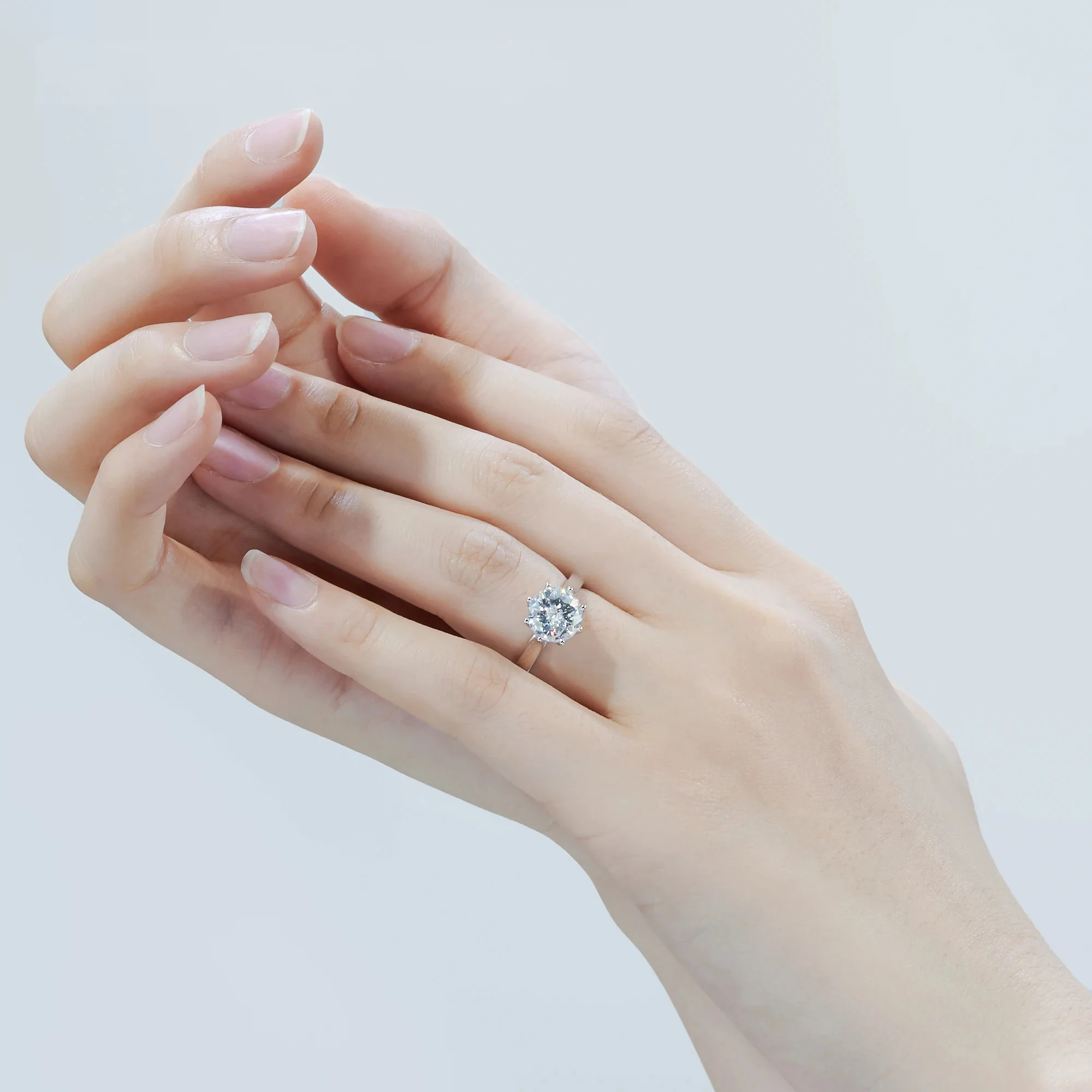 3CT ROUND CUT MOISSANITE SOLITAIRE RING IN SOLID GOLD - Image 5