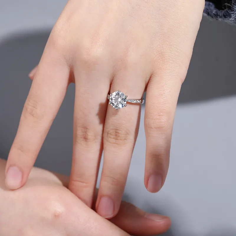 3ct ROUND  MOISSANITE DIAMOND SOLITAIRE RING FOR WOMEN IN STERLING SILVER - Image 3
