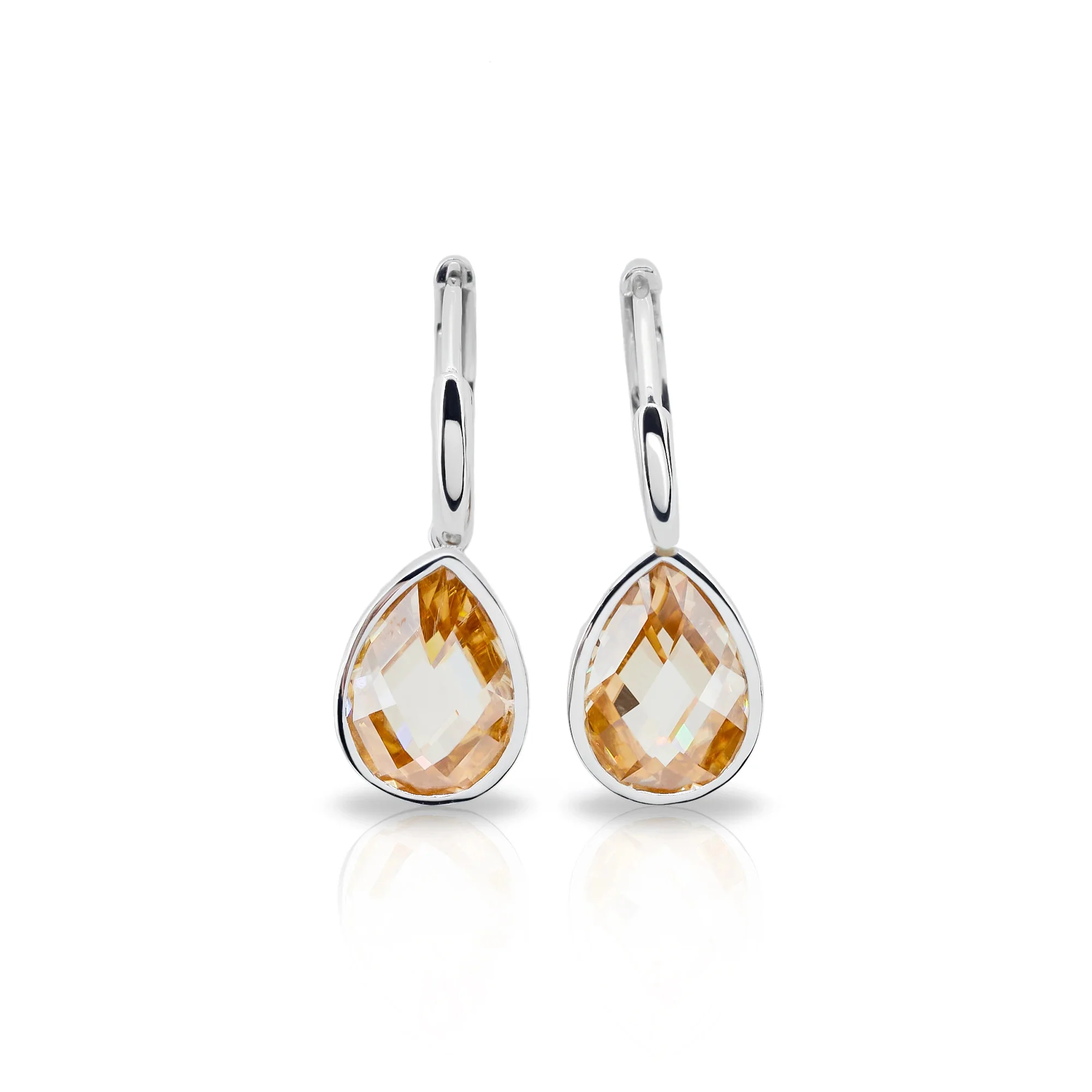 4CT CHAMPAGNE PEAR CUT MOISSANITE DROP EARRINGS IN SOLID GOLD - Image 4