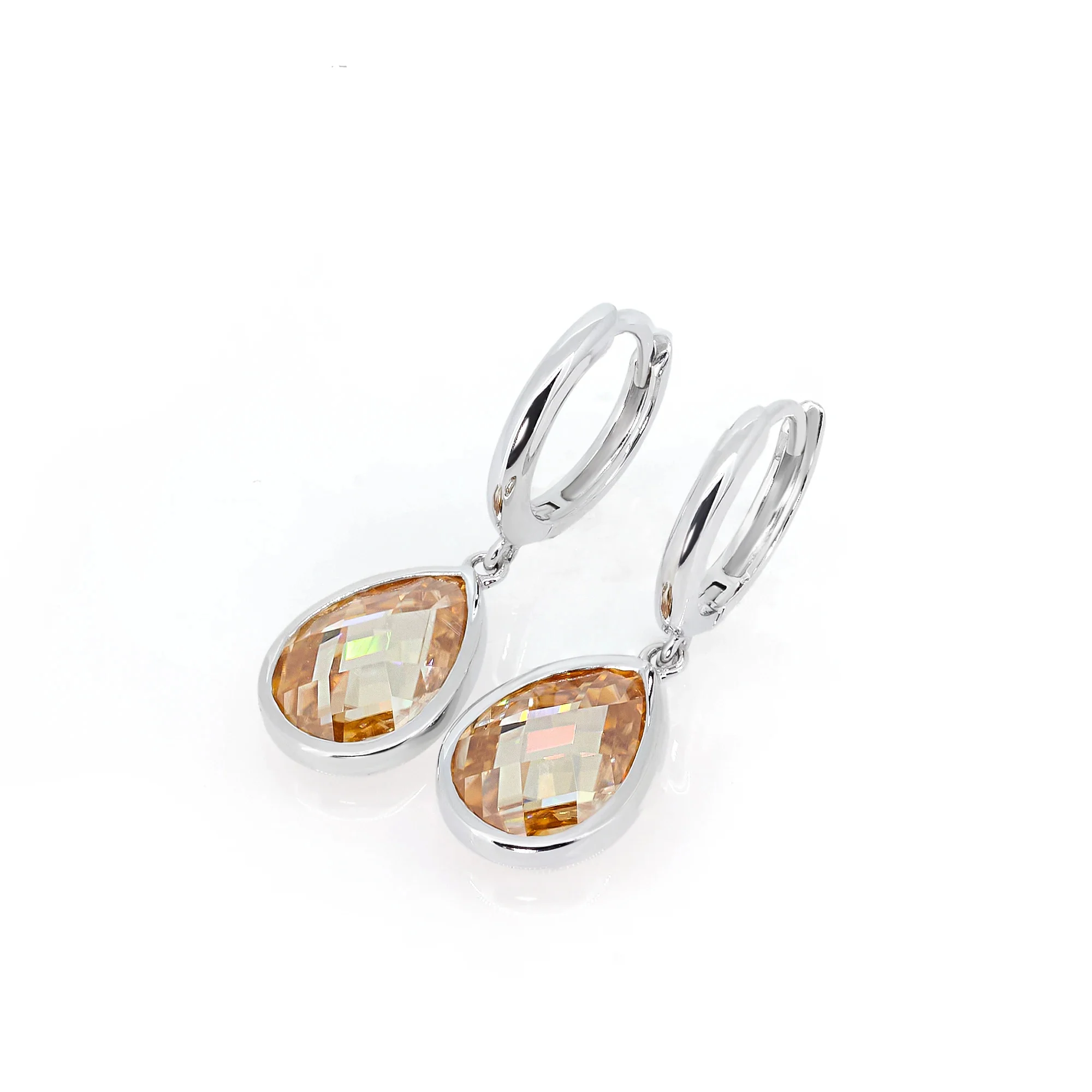 4CT CHAMPAGNE PEAR CUT MOISSANITE DROP EARRINGS IN SOLID GOLD - Image 5