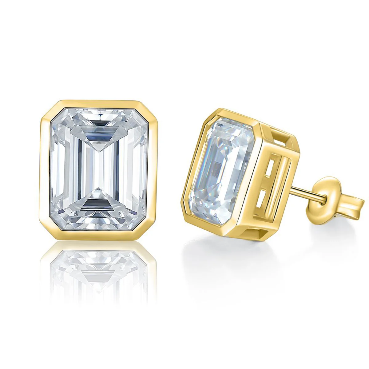 4CT EMERALD CUT MOISSANITE DIAMOND STUD EARRINGS IN STERLING SILVER - Image 2