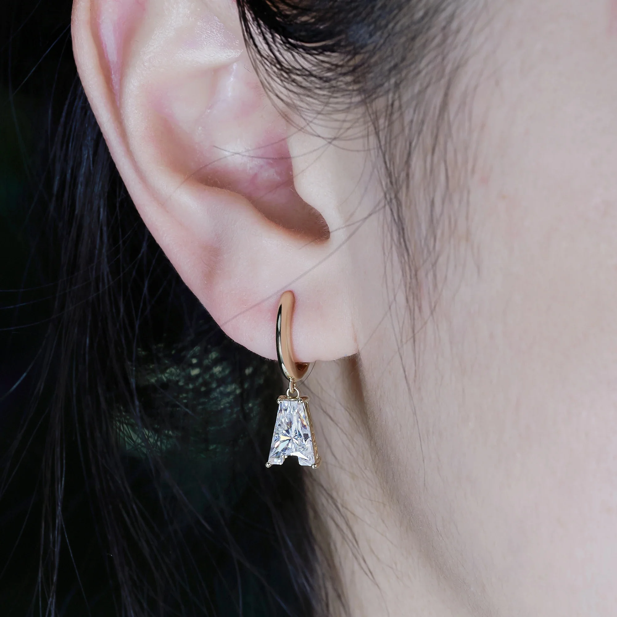4CT MOISSANITE INITIAL EARRING IN SOLID GOLD - Image 5