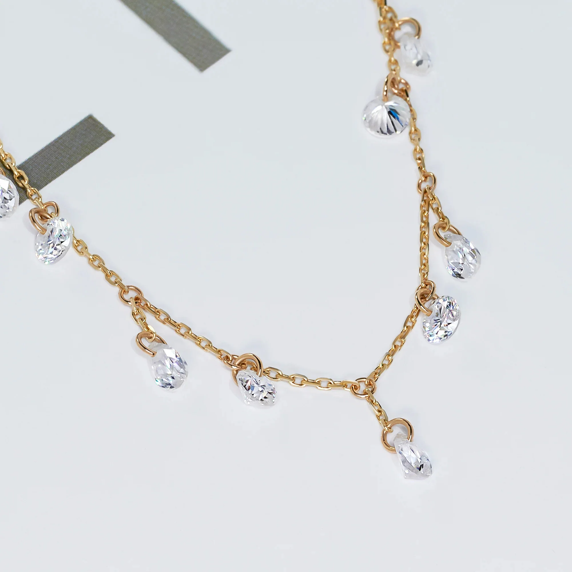 4CT MOISSANITE ROUND & PEAR CUT NECKLACE IN SOLID GOLD - Image 3