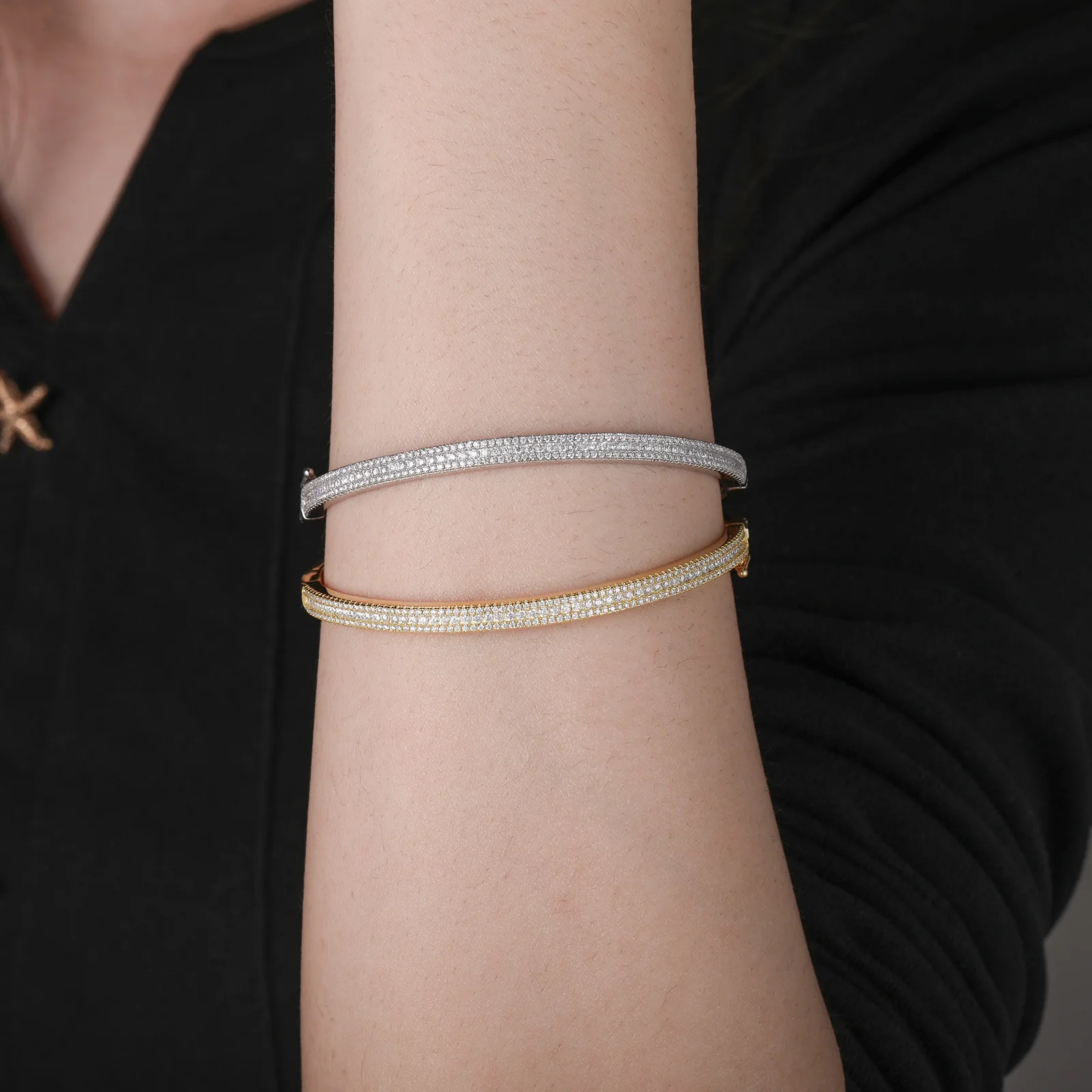 4MM MOISSANITE DIAMOND BANGLE BRACELET IN STERLING SILVER - Image 3