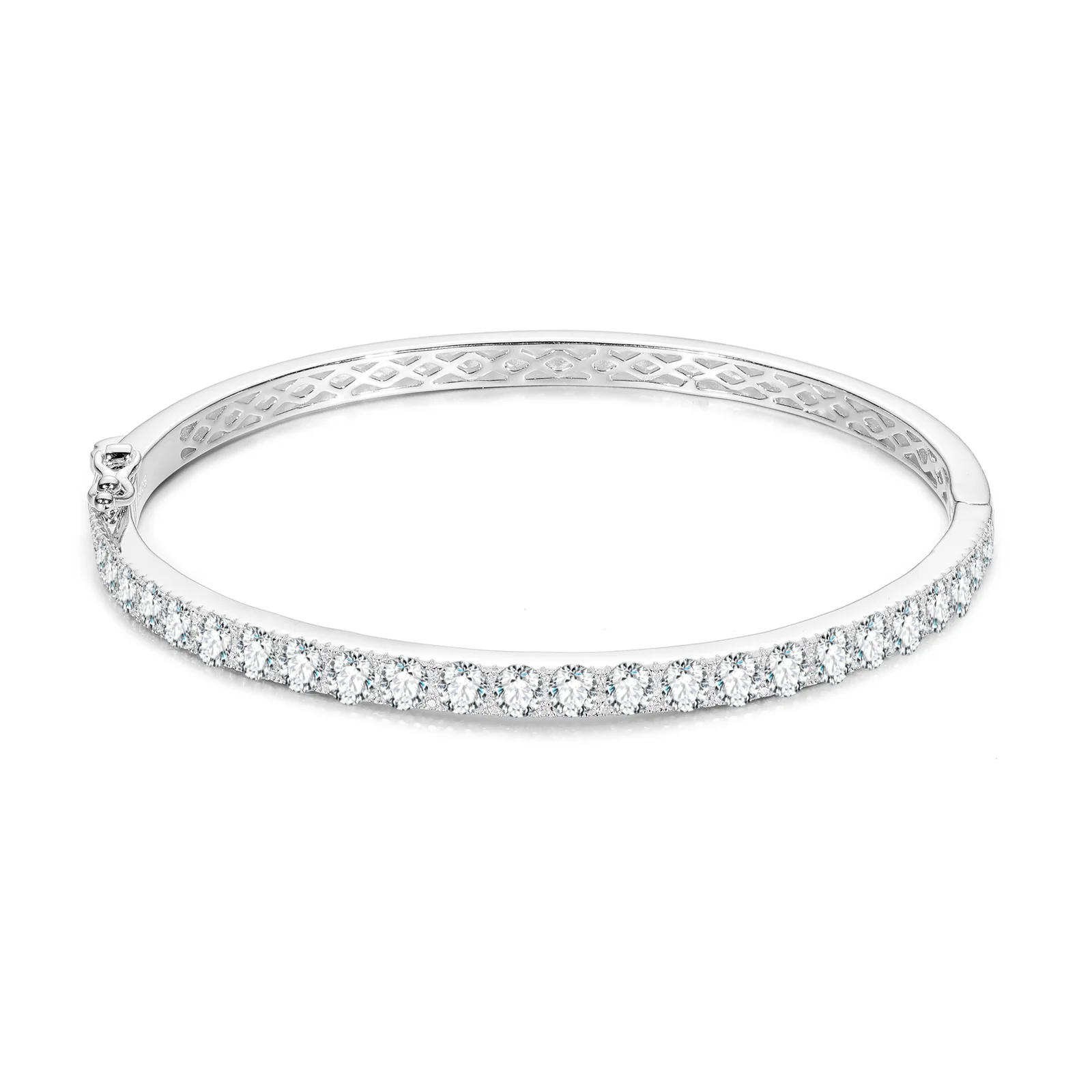 4MM MOISSANITE DIAMOND BANGLE BRACELET IN STERLING SILVER - Image 5