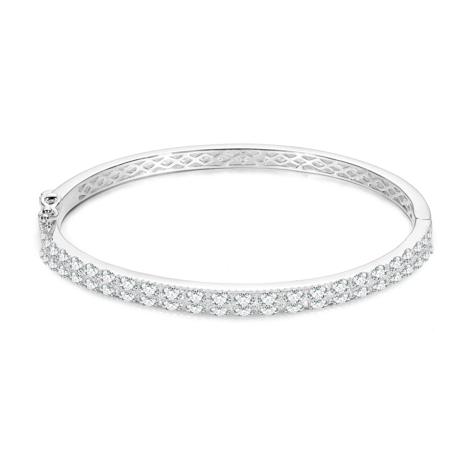 4MM MOISSANITE DIAMOND BANGLE BRACELET IN STERLING SILVER - Image 6