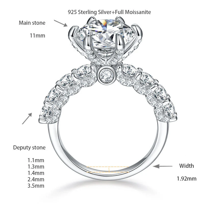 5CT ROUND BRILLIANT CUT MOISSANITE DIAMOND RING IN STERLING SILVER - Image 5