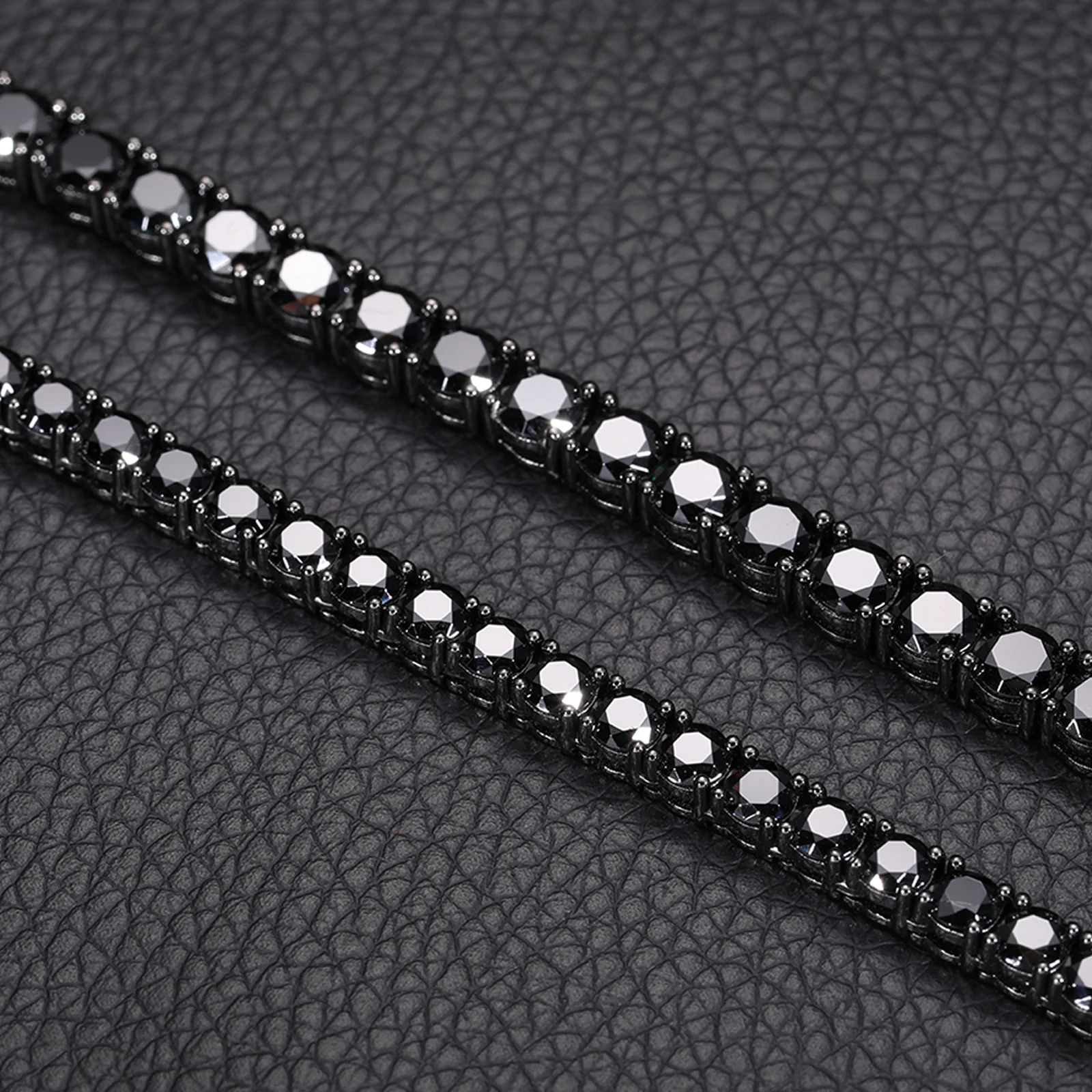 5MM BLACK MOISSANITE TENNIS CHAIN NECKLACE OR BRACELET IN STERLING SILVER - Image 3