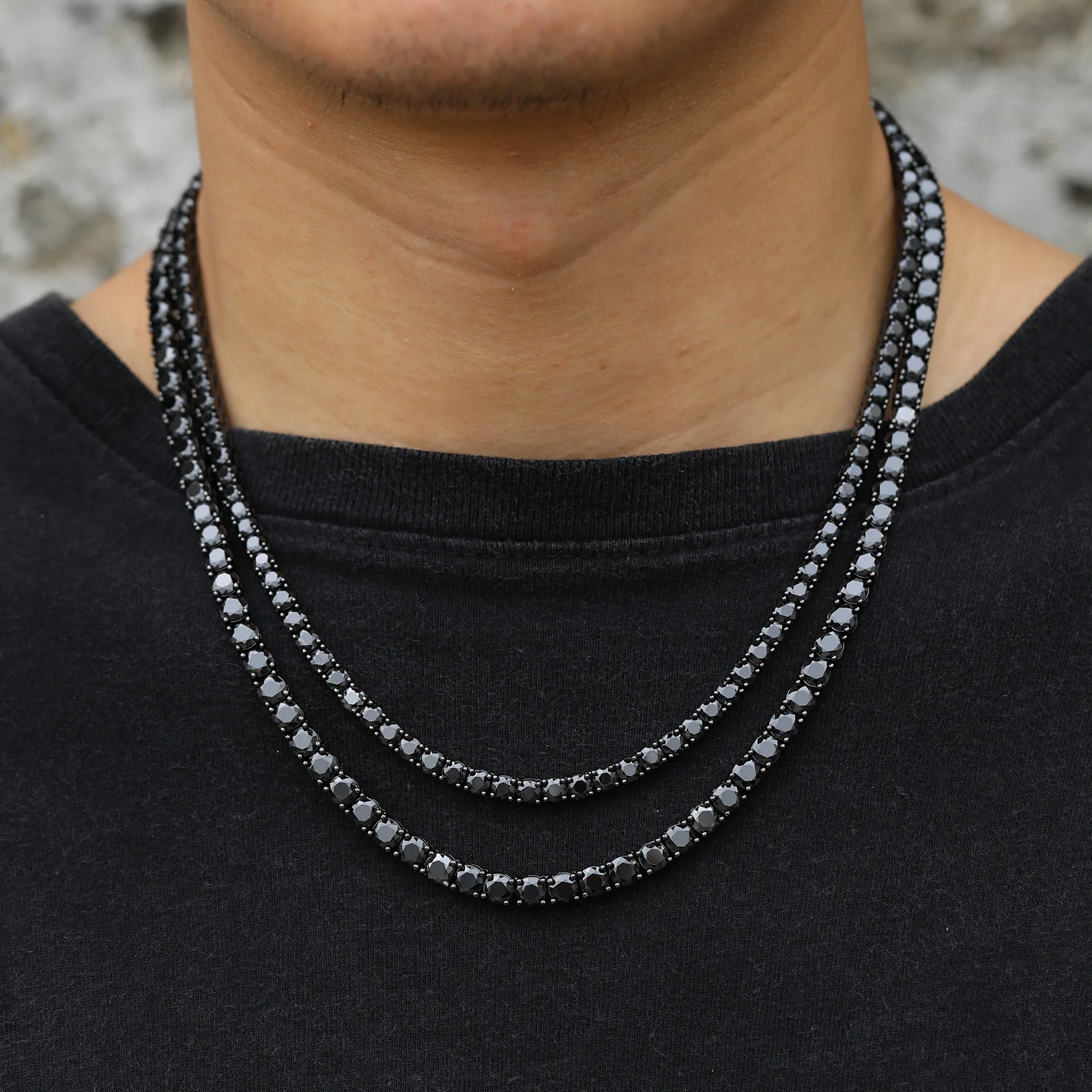 5MM BLACK MOISSANITE TENNIS CHAIN NECKLACE OR BRACELET IN STERLING SILVER - Image 5