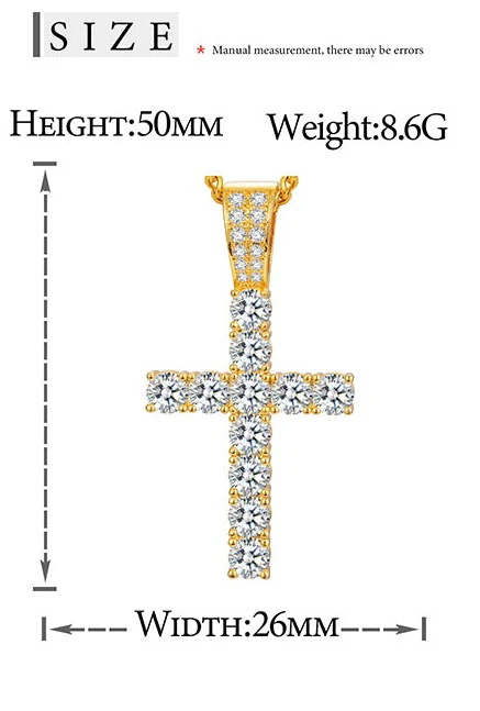 5MM MOISSANITE DIAMOND CROSS PENDANT NECKLACE IN STERLING SILVER - Image 6