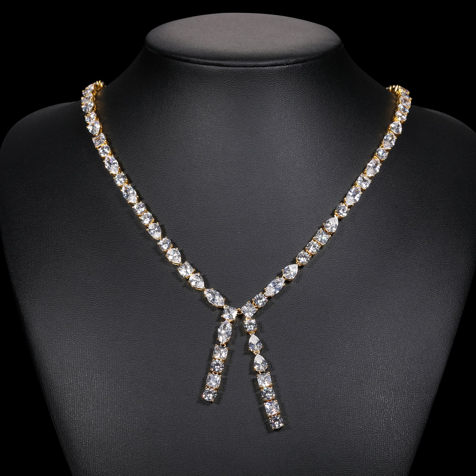 5MM PEAR MARQUISE CUT MOISSANITE DROP TENNIS CHAIN NECKLACE/BRACELET IN STERLING SILVER - Image 3