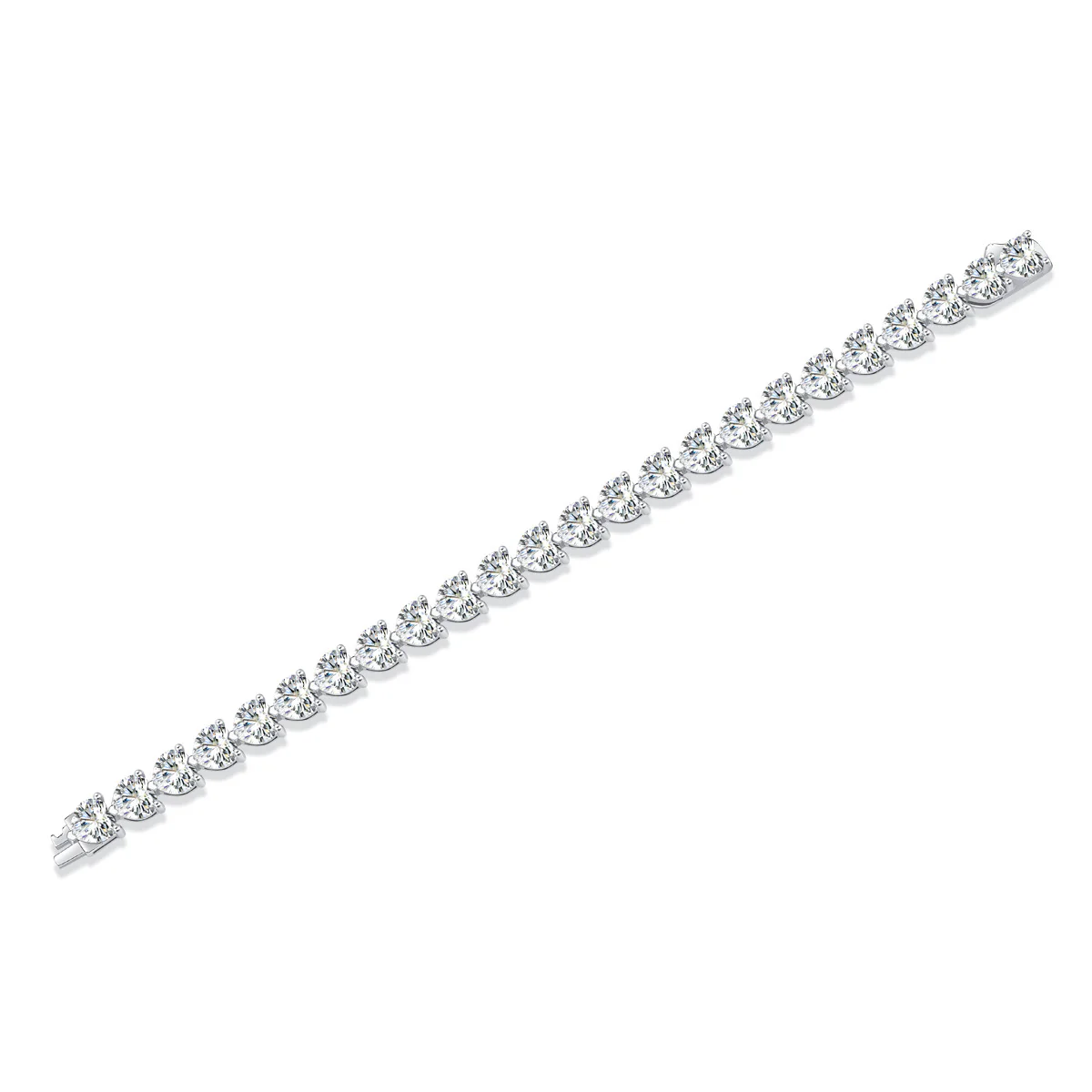 6.5MM HEART CUT MOISSANITE DIAMOND BRACELET IN STERLING SILVER - Image 5