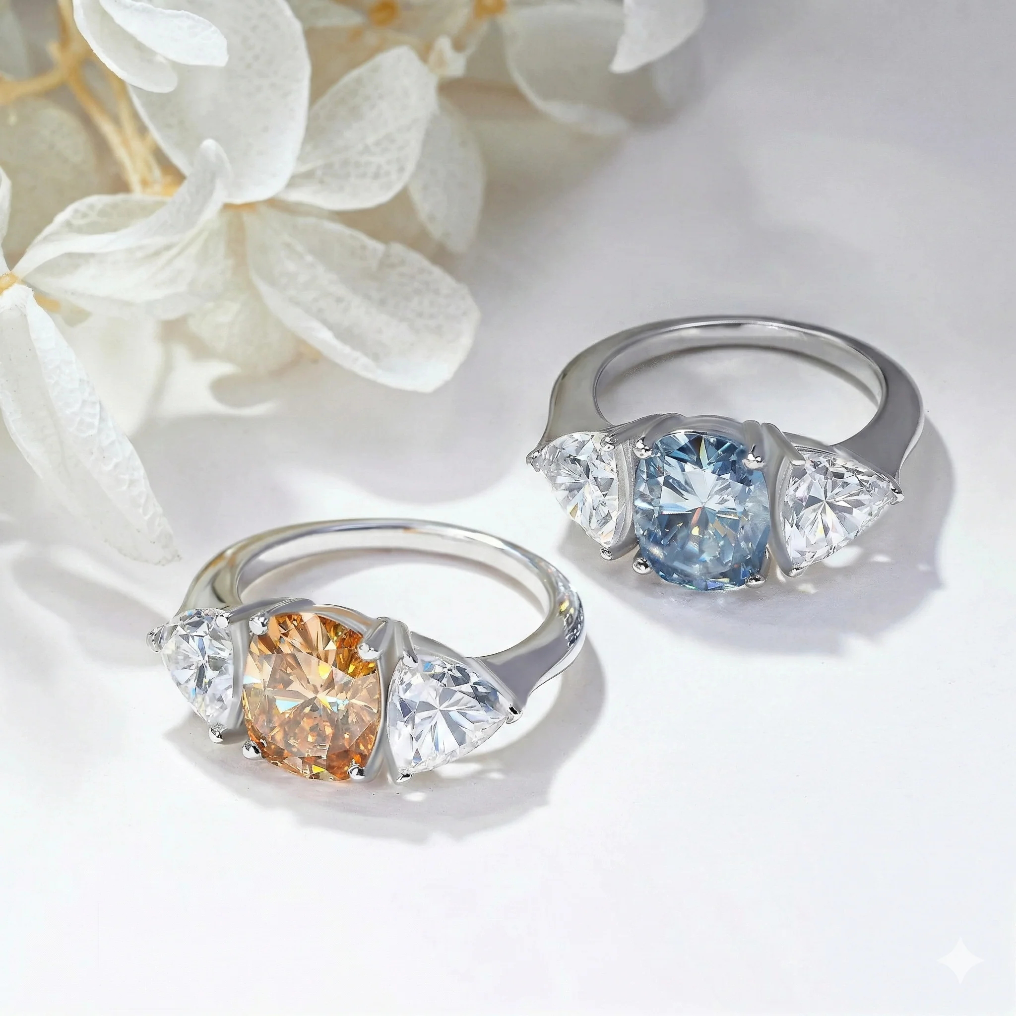 6CT MOISSANITE CUSHION CUT RING IN STERLING SILVER