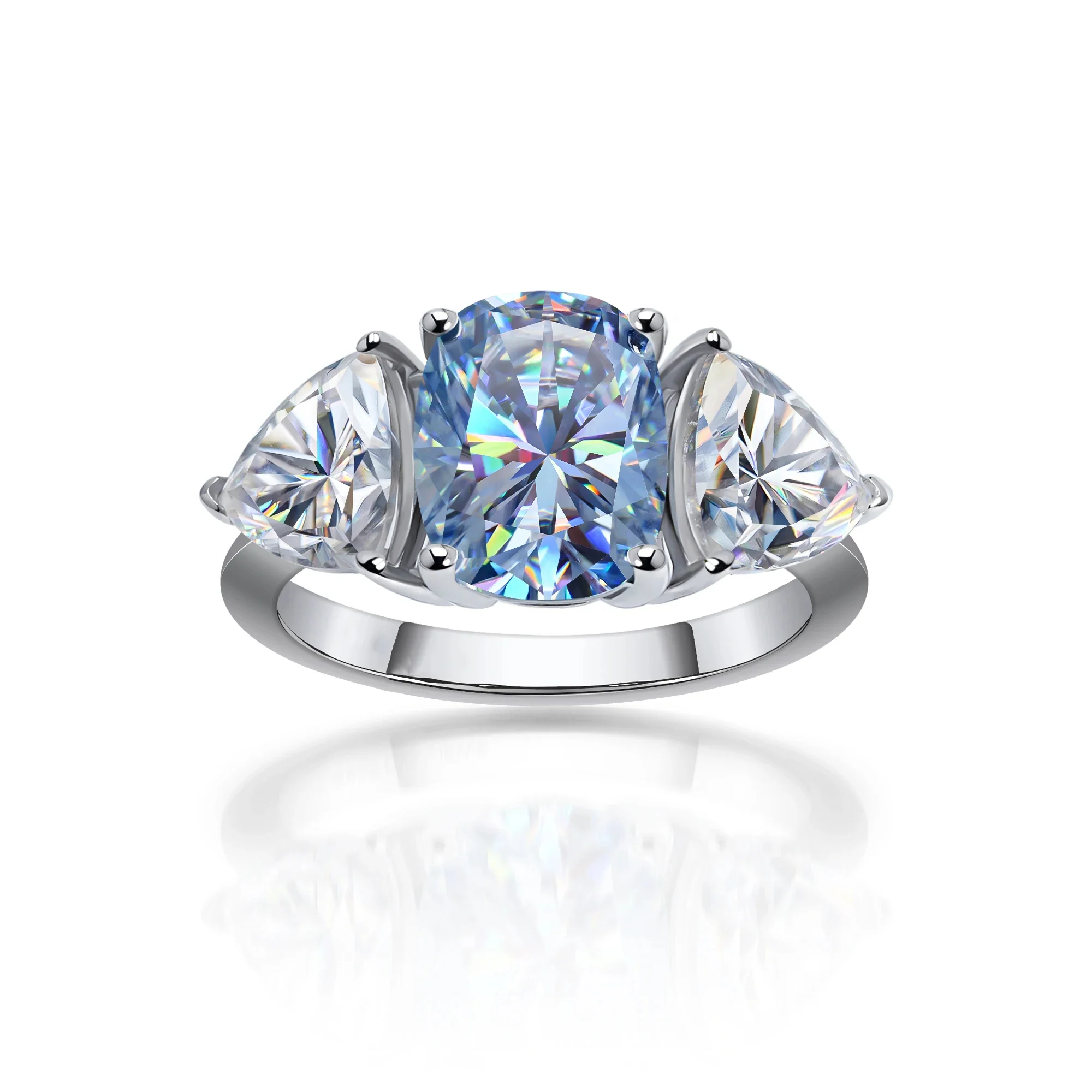 6CT MOISSANITE CUSHION CUT RING IN STERLING SILVER - Image 4