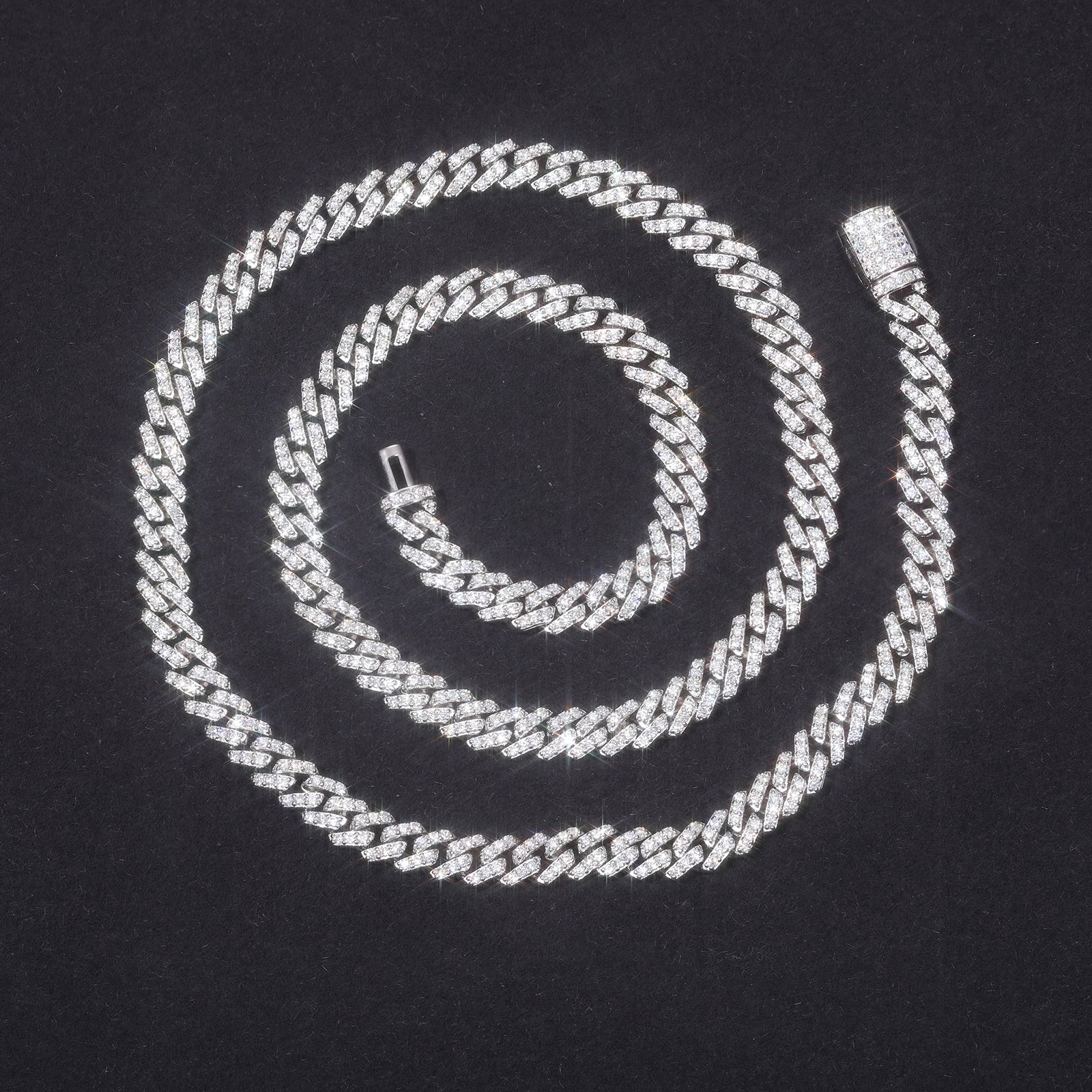 6MM MOISSANITE CUBAN LINK CHAIN NECKLACE/BRACELET IN STERLING SILVER - Image 2