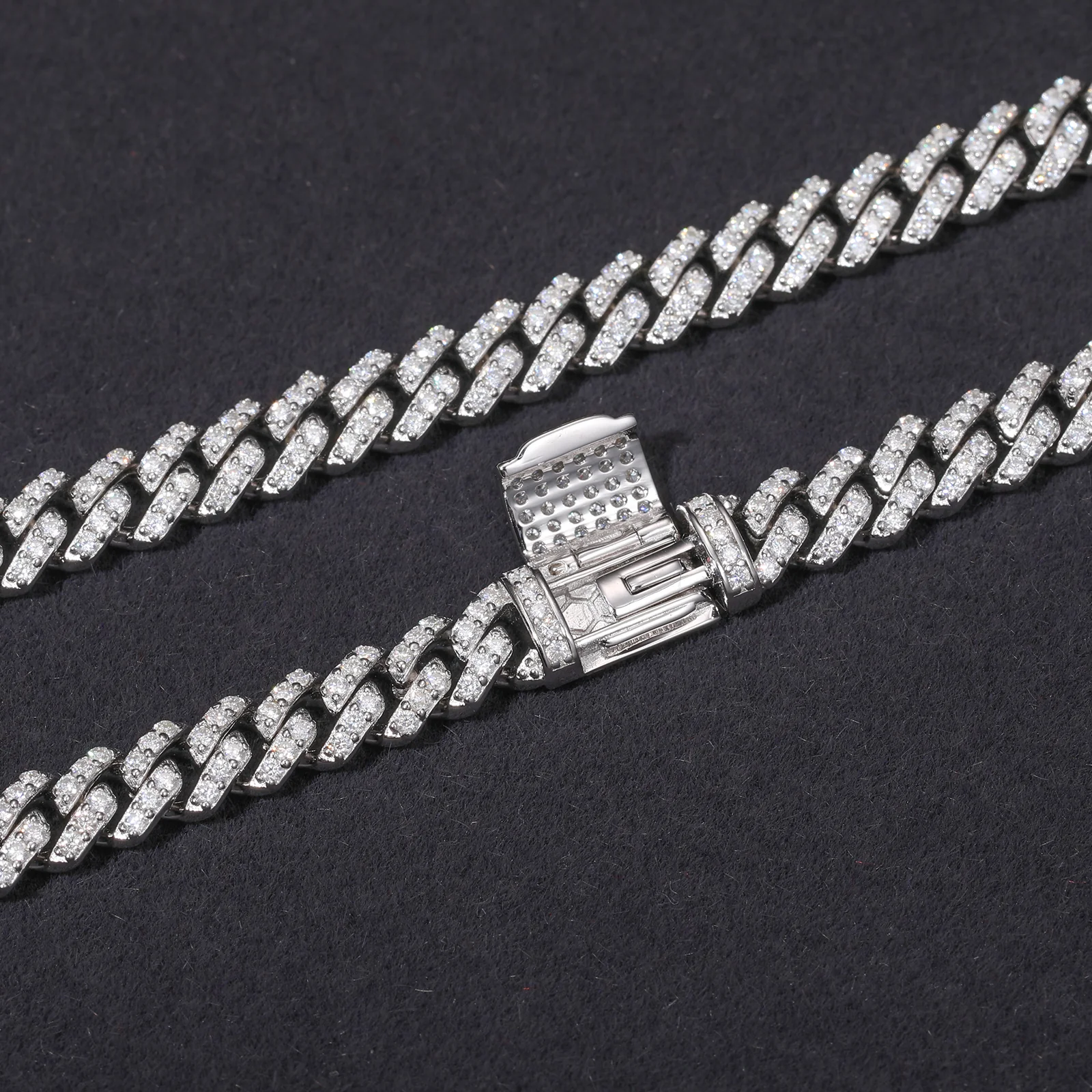 6MM MOISSANITE CUBAN LINK CHAIN NECKLACE/BRACELET IN STERLING SILVER - Image 3