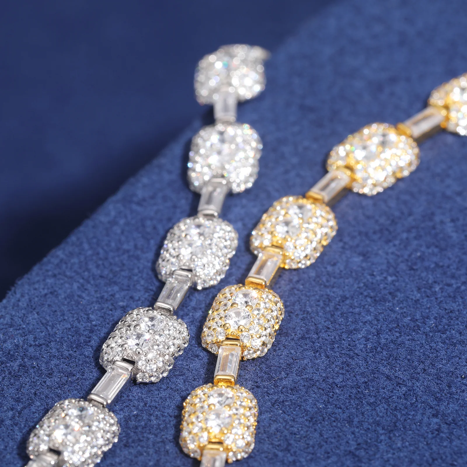 7MM BAGUETTE MOISSANITE MICRO PAVED TENNIS CHAIN BRACELET IN STERLING SILVER - Image 3