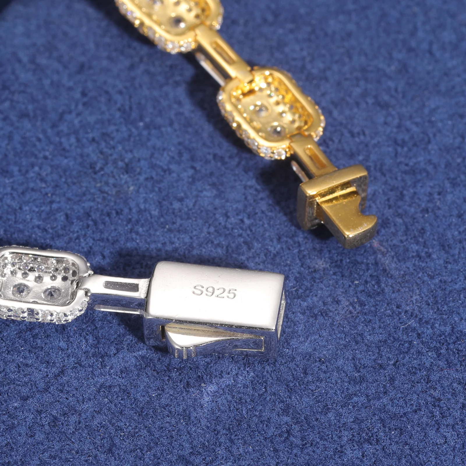 7MM BAGUETTE MOISSANITE MICRO PAVED TENNIS CHAIN BRACELET IN STERLING SILVER - Image 4