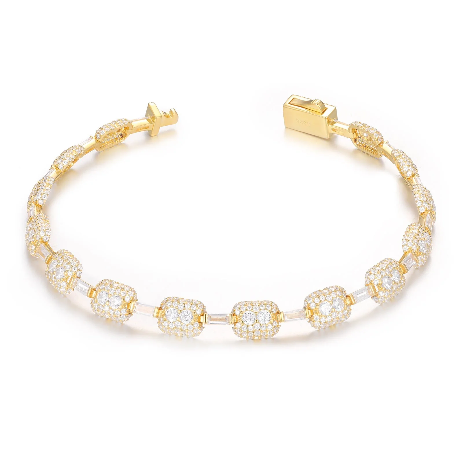 7MM BAGUETTE MOISSANITE MICRO PAVED TENNIS CHAIN BRACELET IN STERLING SILVER - Image 6