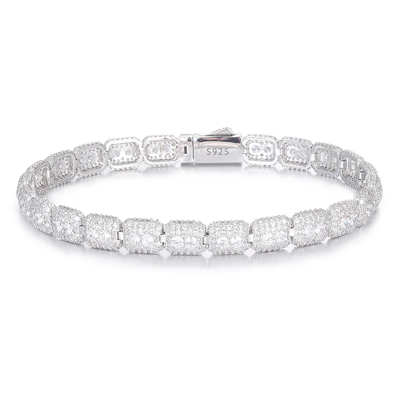 7MM MOISSANITE MICRO PAVED TENNIS CHAIN BRACELET IN STERLING SILVER - Image 5