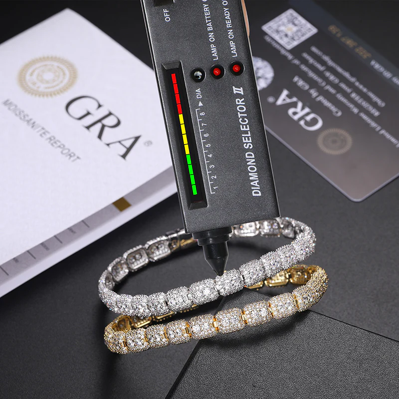 7MM MOISSANITE MICRO PAVED TENNIS CHAIN BRACELET IN STERLING SILVER - Image 7